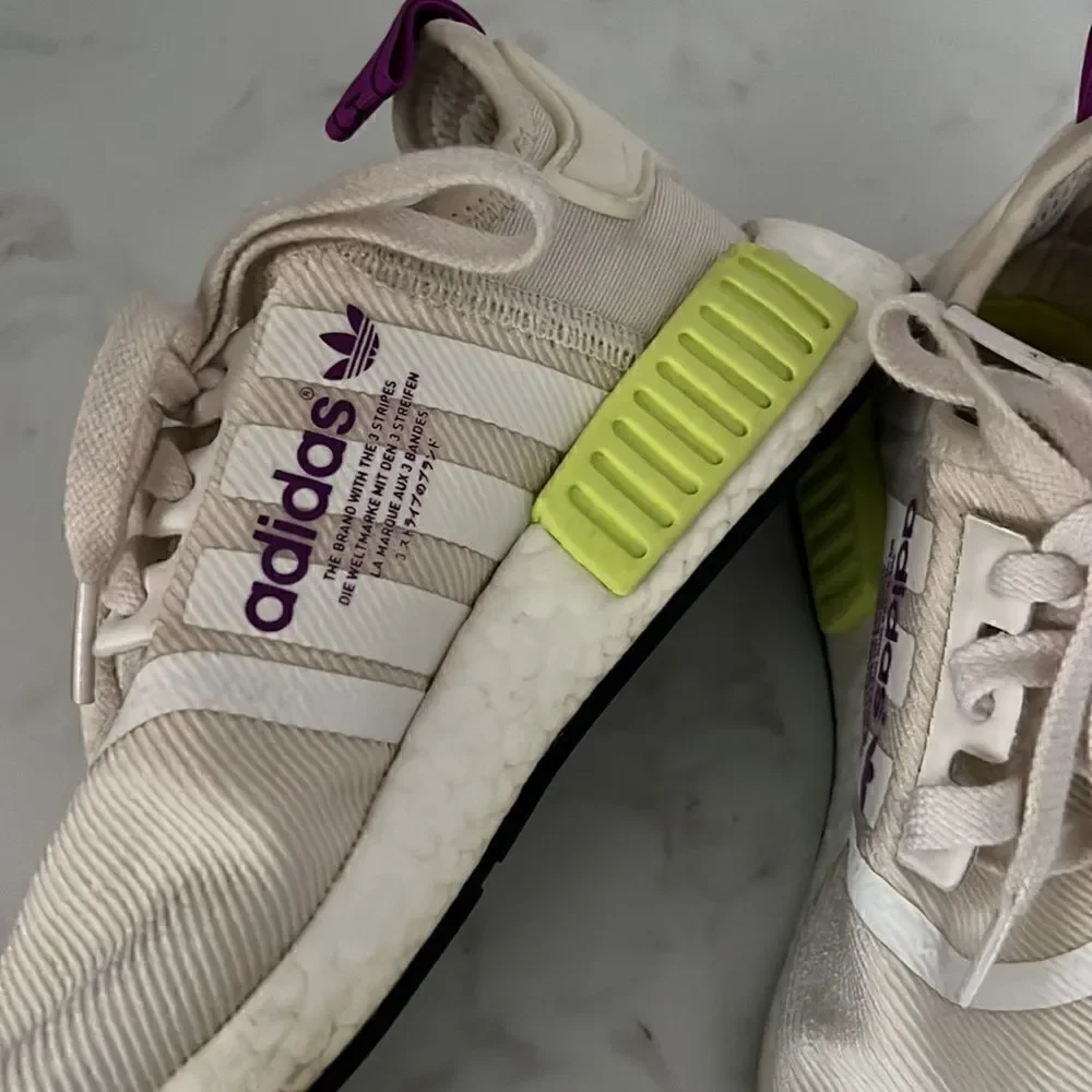 Adidas NMD R1 Chalk White Semi Solar Yellow EUC
